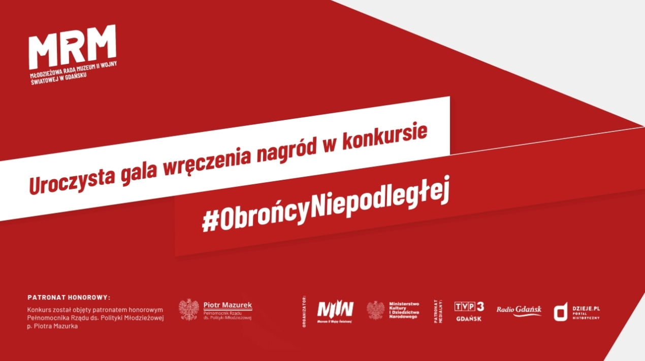 Grafika zapraszająca na uroczystą galę rozstrzygnięcia konkursu #Obrońcy Niepodległej